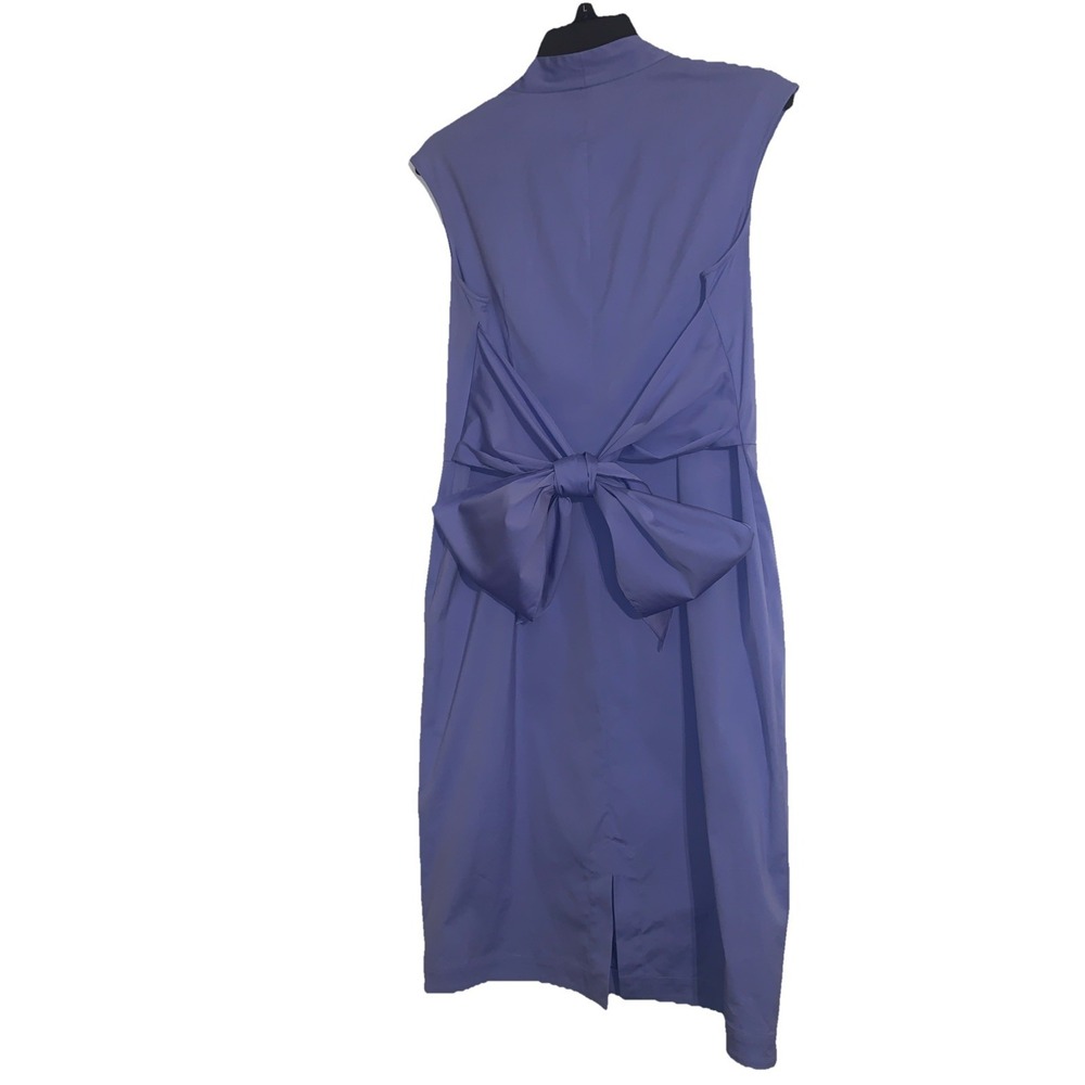 Lafayette 148 New York Sheath Dress 12 Blue Sleeveless V-Neck Knee Length Preppy - Picture 7 of 13